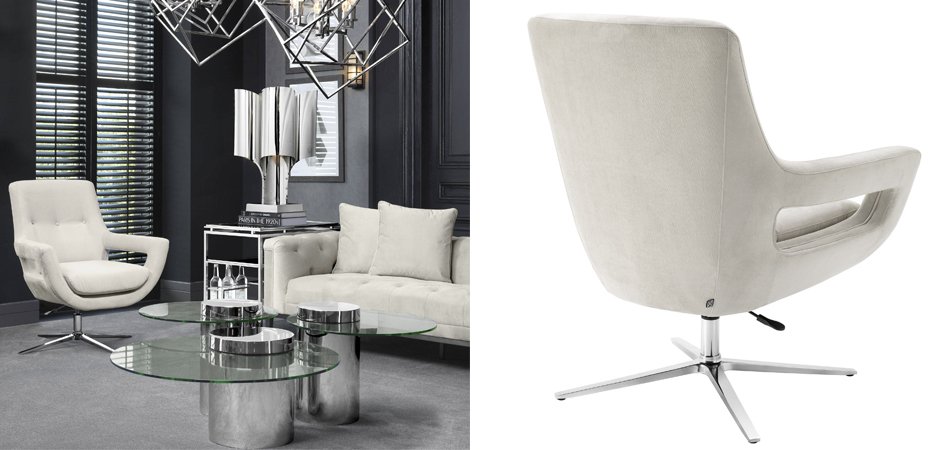 Кресло Eichholtz Swivel Chair Flavio Pebble Grey Кресло Eichholtz Swivel Chair Flavio Pebble Grey - Loft-Concept в Барнауле