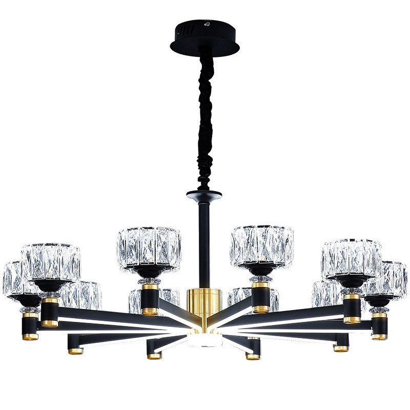 Дизайнерская Люстра 10 хрустальных плафонов Crystal Shades Chandelier Черный Дизайнерская Люстра 10 хрустальных плафонов Crystal Shades Chandelier Черный в Барнауле | Loft Concept