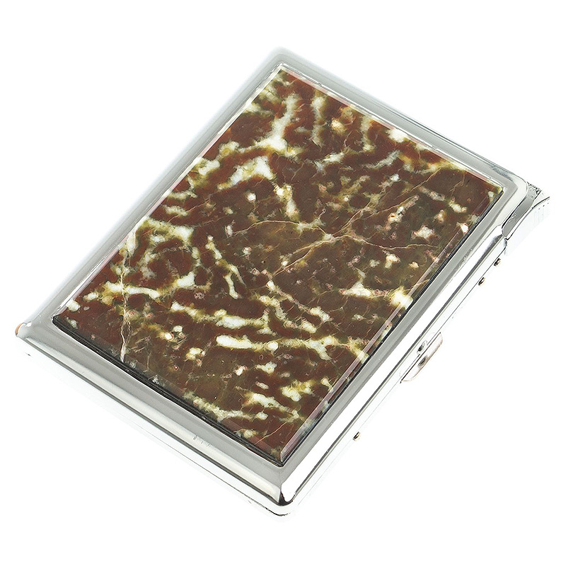 Портсигар с газовой зажигалкой из натурального камня Офит Благородный Stone Cigarettes Cases Коричневый Серебряный в Барнауле | Loft Concept 