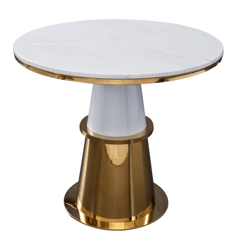 Обеденный стол Ander Table Circle Белый Латунь сатинированная Обеденный стол Ander Table Circle Белый Латунь сатинированная в Барнауле | Loft Concept