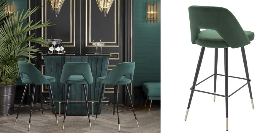 Барный стул Eichholtz Bar Stool Avorio Green Барный стул Eichholtz Bar Stool Avorio Green - Loft-Concept в Барнауле
