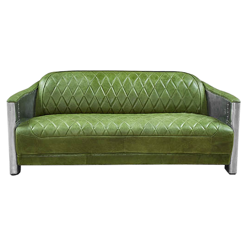 Диван Авиатор Sofa 2 seat зеленая кожа Зеленый Нержавеющая сталь Диван Авиатор Sofa 2 seat зеленая кожа Зеленый Нержавеющая сталь в Барнауле | Loft Concept