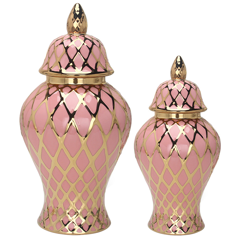 Ваза с крышкой Gold Ornament Pink Vase Розовый Золотой Ваза с крышкой Gold Ornament Pink Vase Розовый Золотой в Барнауле | Loft Concept