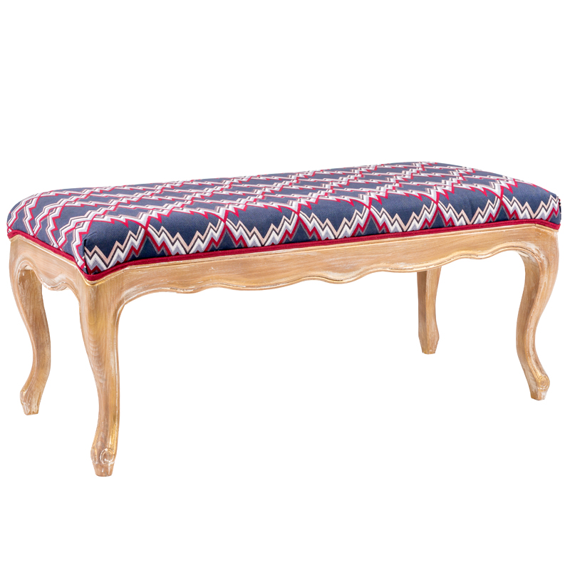 Банкетка Ikat Pattern с золотой патиной Золотой Синий Мульти в Барнауле | Loft Concept 