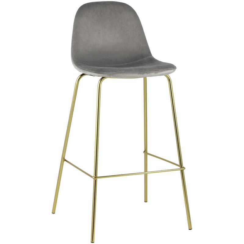 Барный Стул Archie Chair Серый Велюр Серый Золотой Барный Стул Archie Chair Серый Велюр Серый Золотой в Барнауле | Loft Concept