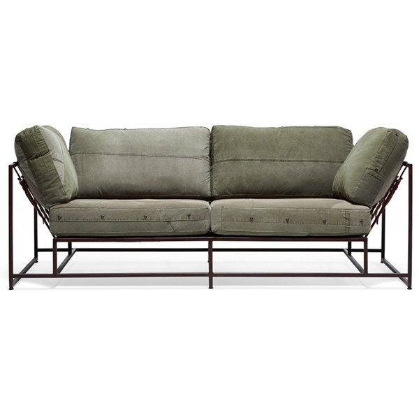Двухместный диван Olive Military Two Seat Sofa Оливковый Двухместный диван Olive Military Two Seat Sofa Оливковый в Барнауле | Loft Concept