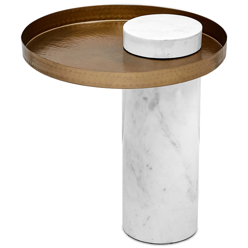 Приставной стол Parks Side Table Белый Золотой в Барнауле | Loft Concept 