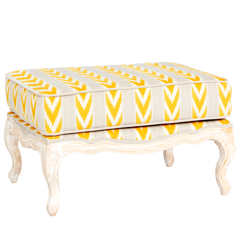 Пуф Ikat Pattern с желтым узором Белый Желтый Бежевый Пуф Ikat Pattern с желтым узором Белый Желтый Бежевый в Барнауле | Loft Concept