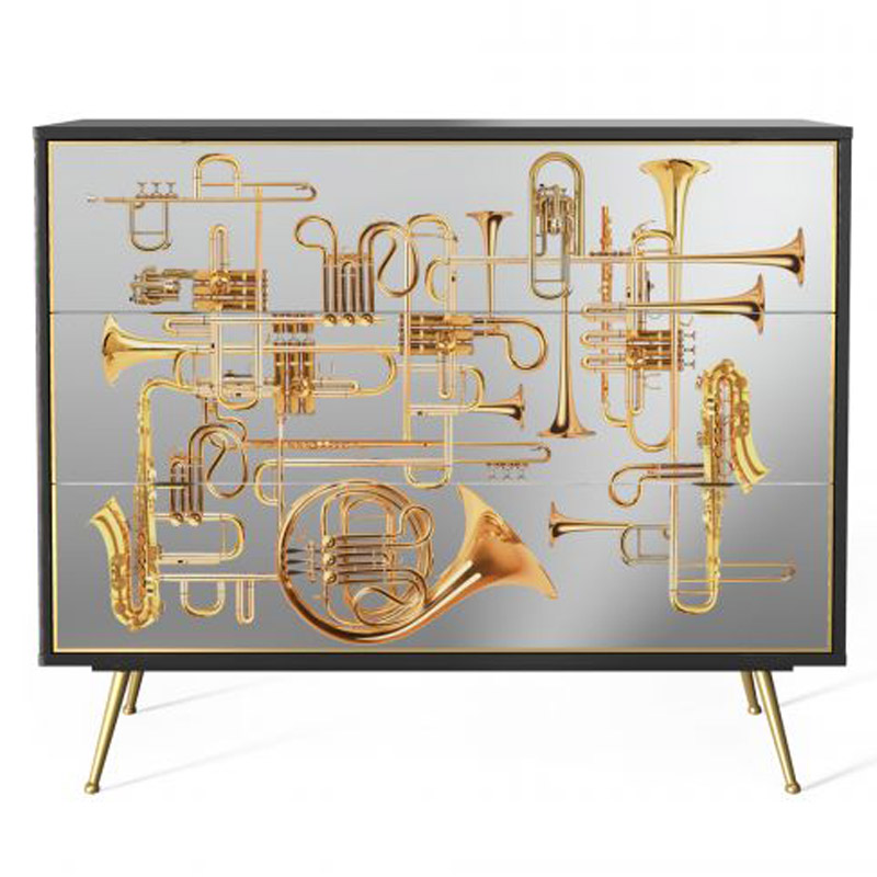 Комод Seletti Chest of Three Drawers Trumpets Латунь Черный Золотой Комод Seletti Chest of Three Drawers Trumpets Латунь Черный Золотой в Барнауле | Loft Concept