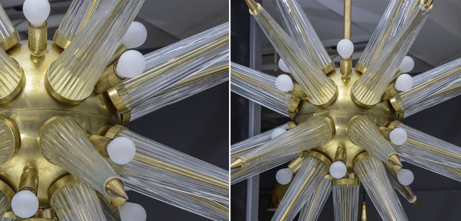 Люстра Brass Sputnik Chandelier with Murano Glass Spikes Люстра Brass Sputnik Chandelier with Murano Glass Spikes - Loft-Concept в Барнауле