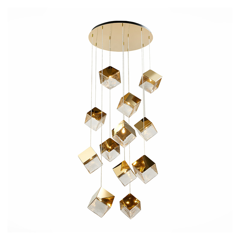 Потолочная люстра Pyrite Chandelier golden cube 12 Золотой Прозрачный Потолочная люстра Pyrite Chandelier golden cube 12 Золотой Прозрачный в Барнауле | Loft Concept