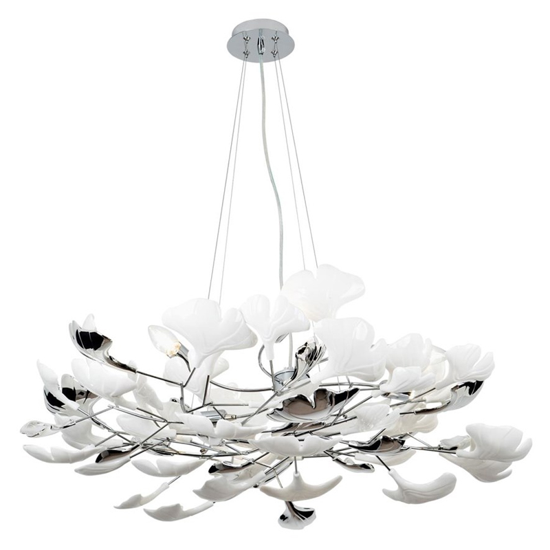 Декоративная люстра Wintery flover Silver с Белыми плафонами Серебряный Белый Декоративная люстра Wintery flover Silver с Белыми плафонами Серебряный Белый в Барнауле | Loft Concept