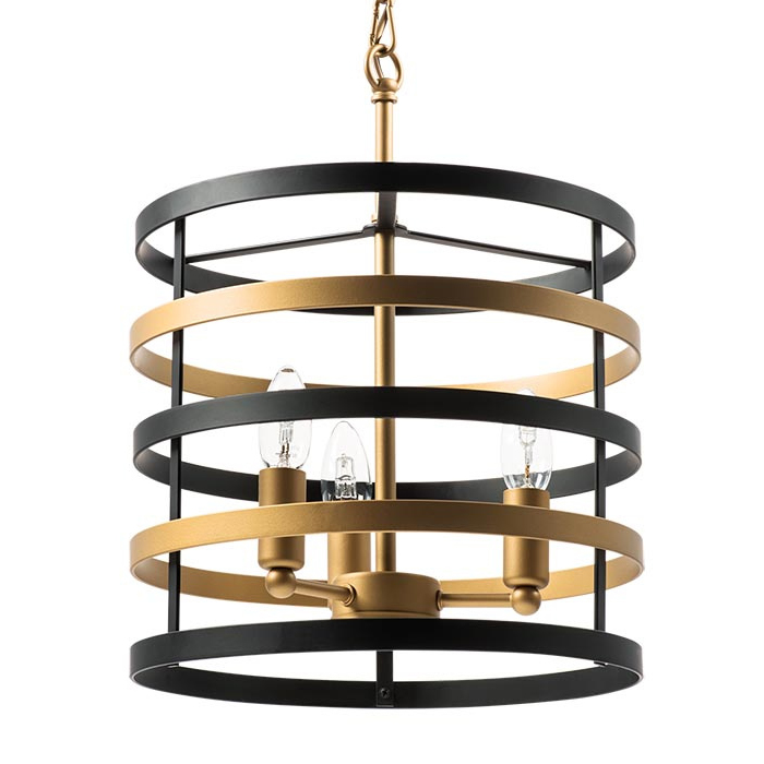 Люстра Gold Stripes Chandelier 3 Черный Золотой Люстра Gold Stripes Chandelier 3 Черный Золотой в Барнауле | Loft Concept