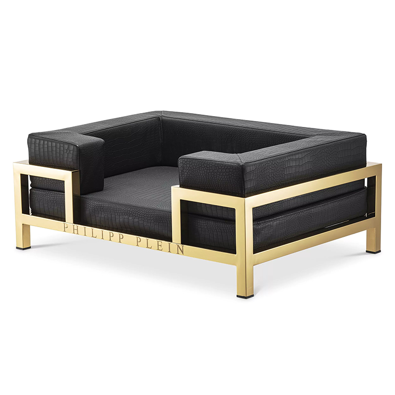 Лежанка для домашних животных Dogbed High Conic Limited L Gold Черный Золотой в Барнауле | Loft Concept 