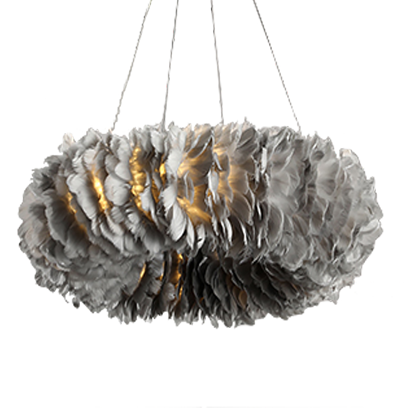 Люстра Кольцо из перьев Plumage Grey Серый в Барнауле | Loft Concept 