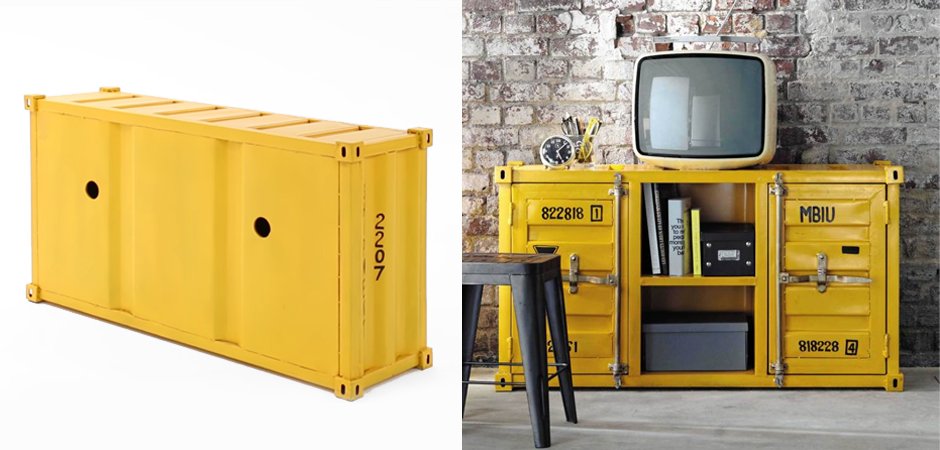 ТВ тумба морской контейнер Loft TV container yellow ТВ тумба морской контейнер Loft TV container yellow - Loft-Concept в Барнауле