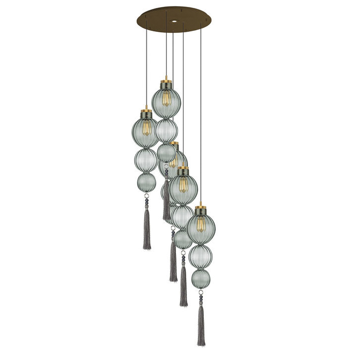 Люстра Heathfield Lighting - Medina Circle 5 Chandelier Хром Латунь Прозрачный Коричневый Голубой Люстра Heathfield Lighting - Medina Circle 5 Chandelier Хром Латунь Прозрачный Коричневый Голубой в Барнауле | Loft Concept