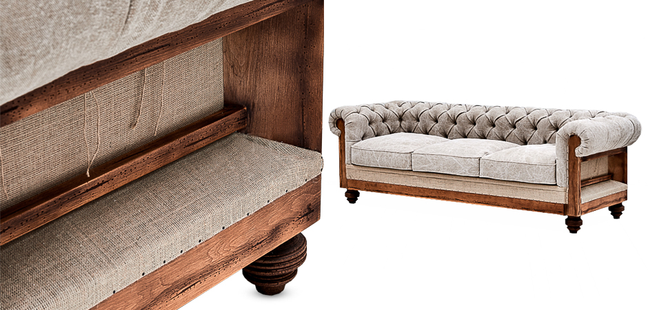 Диван Deconstructed Chesterfield Sofa Triple Gray Диван Deconstructed Chesterfield Sofa Triple Gray - Loft-Concept в Барнауле