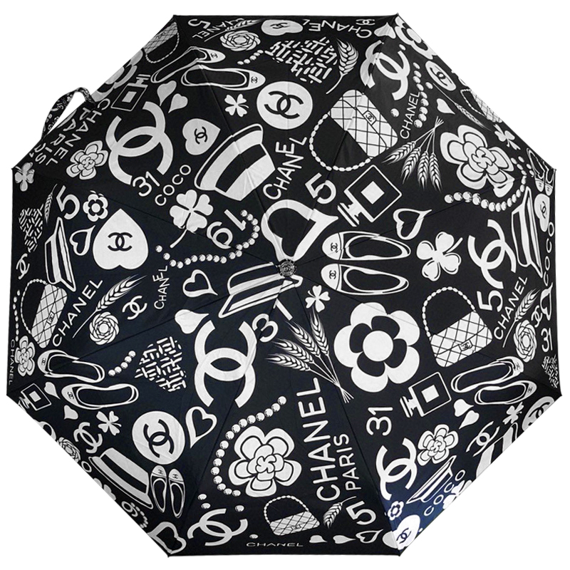 Зонт раскладной CHANEL дизайн 009 Черный цвет Черный Белый Зонт раскладной CHANEL дизайн 009 Черный цвет Черный Белый в Барнауле | Loft Concept