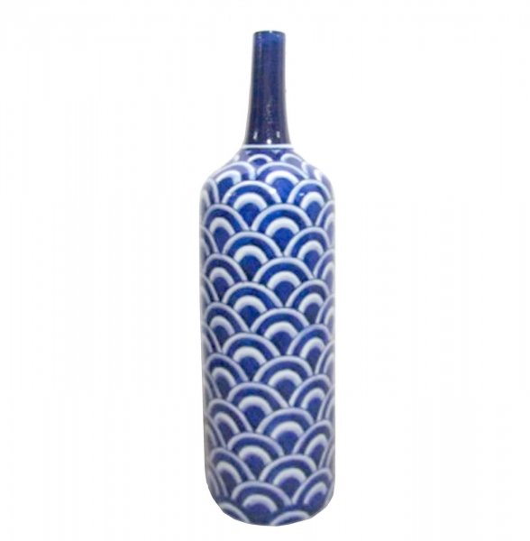 Ваза-бутылка blue & white ornament Scales Белый Синий Ваза-бутылка blue & white ornament Scales Белый Синий в Барнауле | Loft Concept