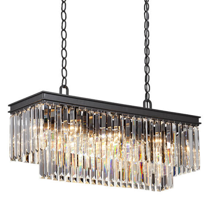 Люстра RH 1920s Odeon Clear Glass Rectangular Chandelier Black iron Длина 80 Прозрачное Стекло Черный матовый Люстра RH 1920s Odeon Clear Glass Rectangular Chandelier Black iron Длина 80 Прозрачное Стекло Черный матовый в Барнауле | Loft Concept