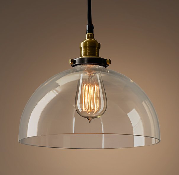 Подвесной светильник Loft Clear Glass SemiSphere Cloche Черный Подвесной светильник Loft Clear Glass SemiSphere Cloche Черный в Барнауле | Loft Concept