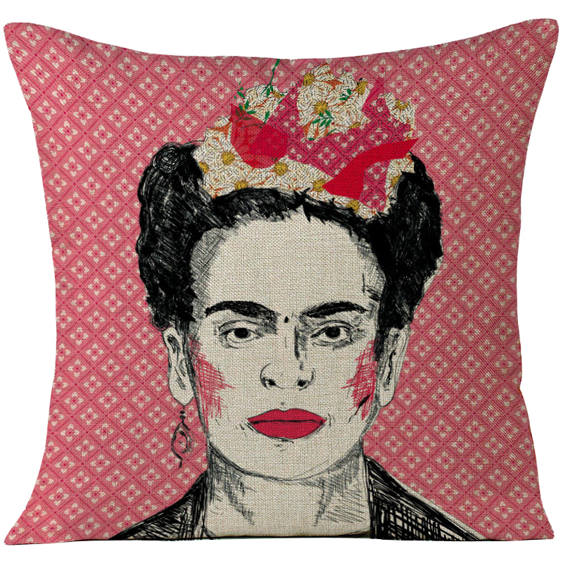 Декоративная подушка Frida Kahlo 14 Красный Бежевый Черный Розовый Декоративная подушка Frida Kahlo 14 Красный Бежевый Черный Розовый в Барнауле | Loft Concept