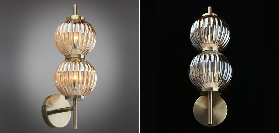 Бра Shell Beads с янтарным стеклом Бра Shell Beads с янтарным стеклом - Loft-Concept в Барнауле