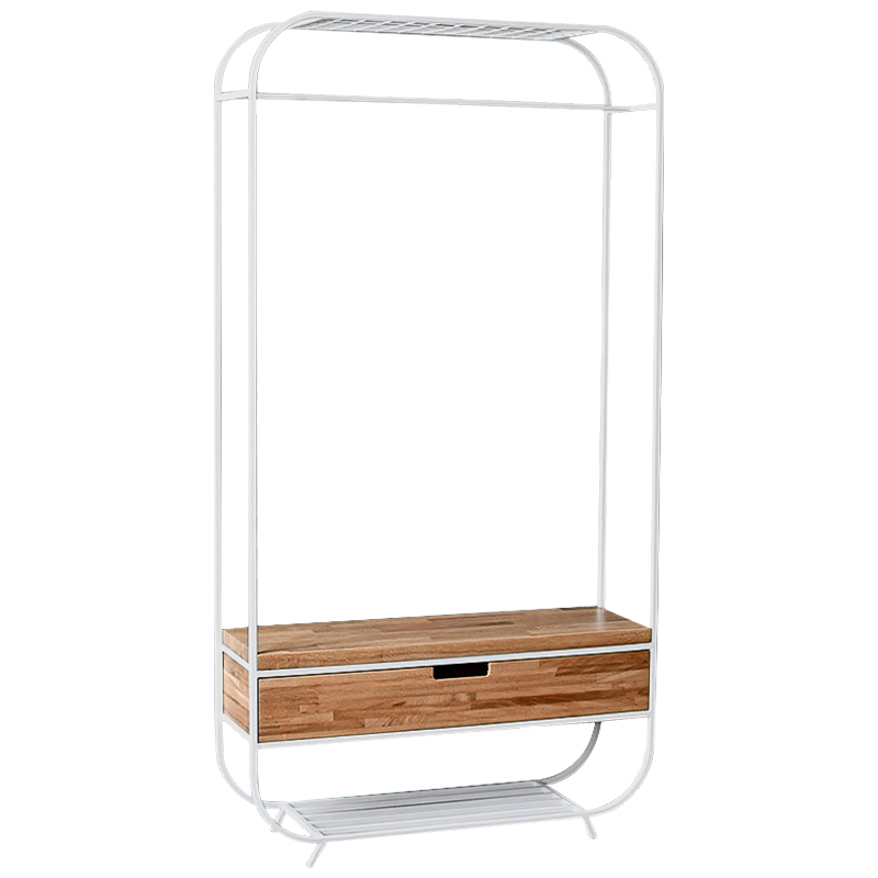 Рейл с выдвижным ящиком Ewing White Industrial Metal Rust Clothes Rail Белый Светлый дуб Рейл с выдвижным ящиком Ewing White Industrial Metal Rust Clothes Rail Белый Светлый дуб в Барнауле | Loft Concept
