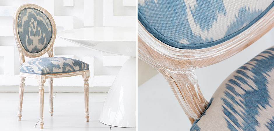 Мягкий стул со светло-голубым узором Ikat Pattern Мягкий стул со светло-голубым узором Ikat Pattern - Loft-Concept в Барнауле