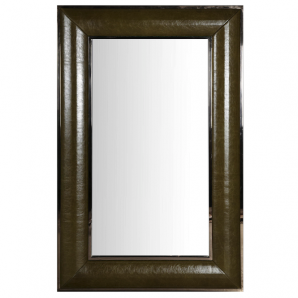 Зеркало настенное Leather Lux Mirror Square Oliva Оливковый в Барнауле | Loft Concept 