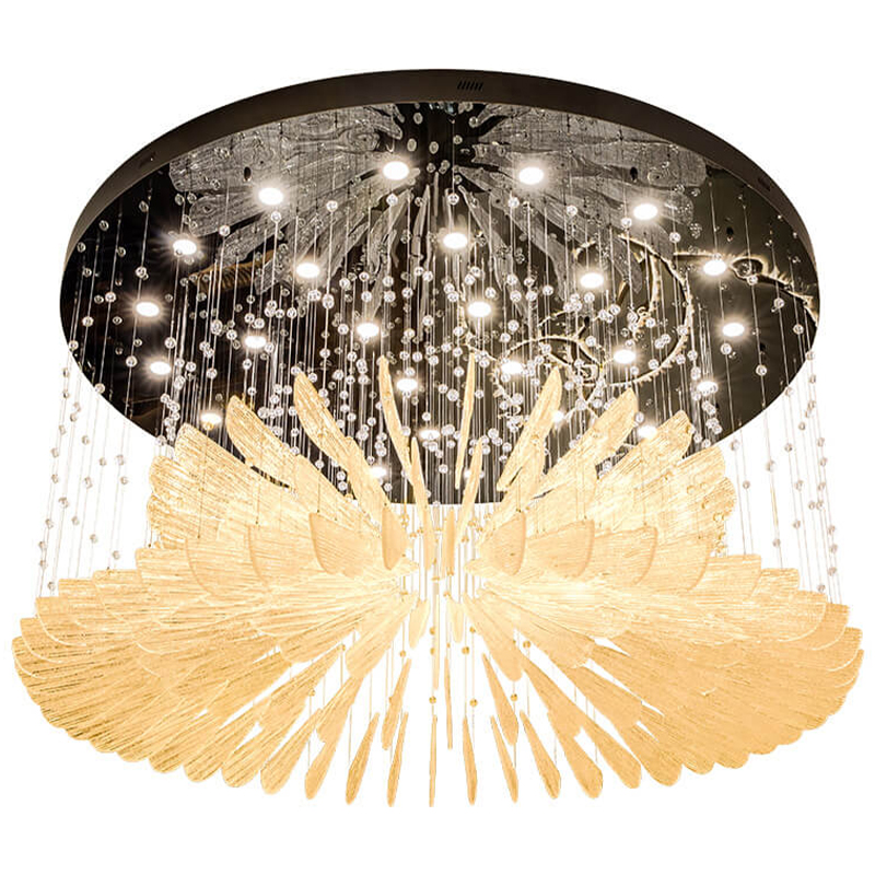 Большая круглая люстра с подвесками лепестки Gold Leaf Fall Light Chandelier Бронза Прозрачное Стекло Большая круглая люстра с подвесками лепестки Gold Leaf Fall Light Chandelier Бронза Прозрачное Стекло в Барнауле | Loft Concept