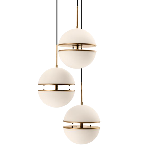 Люстра Hanging Lamp Spiridon Triple Латунь Античная полированная Белый Люстра Hanging Lamp Spiridon Triple Латунь Античная полированная Белый в Барнауле | Loft Concept