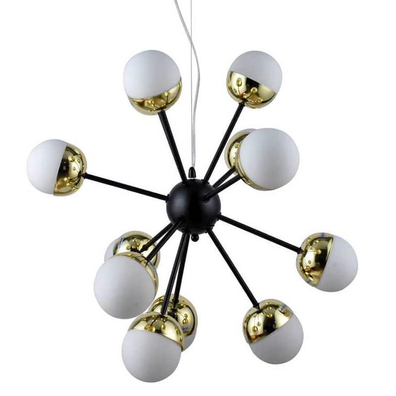 Люстра Sputnik White and Gold Globe Chandelier 12 Черный Золотой Белый Люстра Sputnik White and Gold Globe Chandelier 12 Черный Золотой Белый в Барнауле | Loft Concept