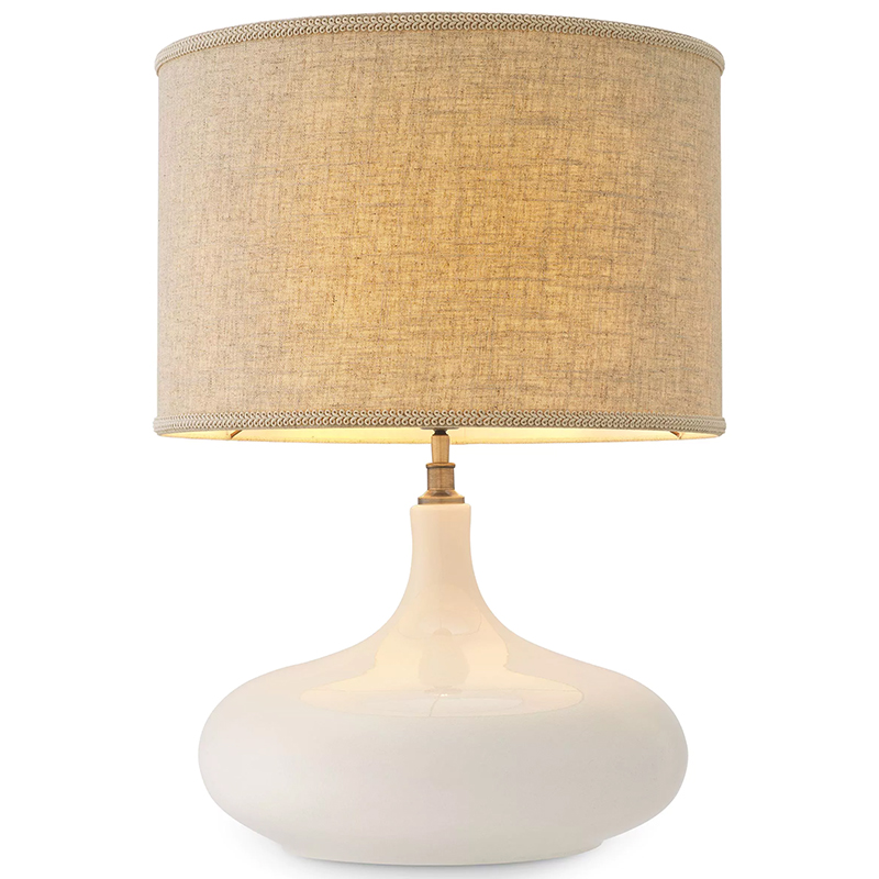 Настольная лампа Eichholtz Table Lamp Jones Белый Бежево-серый Латунь Настольная лампа Eichholtz Table Lamp Jones Белый Бежево-серый Латунь в Барнауле | Loft Concept