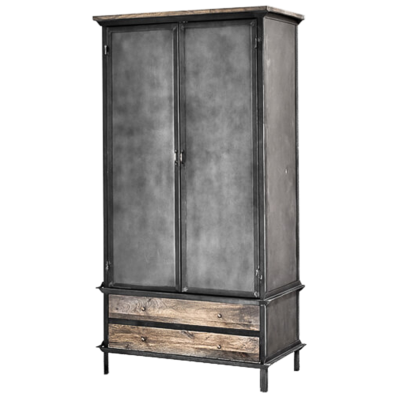 Шкаф Gasparo Loft Wardrobe Металлик винтаж Древесина в Барнауле | Loft Concept 