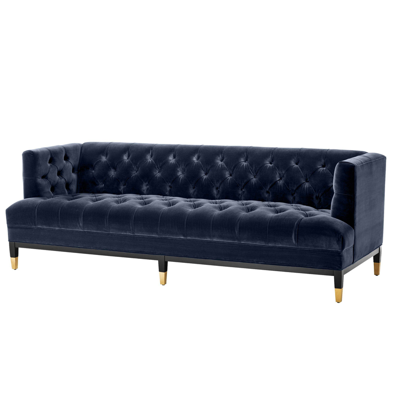 Диван Eichholtz Sofa Castelle midnight blue Темно-синий Черный Латунь Диван Eichholtz Sofa Castelle midnight blue Темно-синий Черный Латунь в Барнауле | Loft Concept