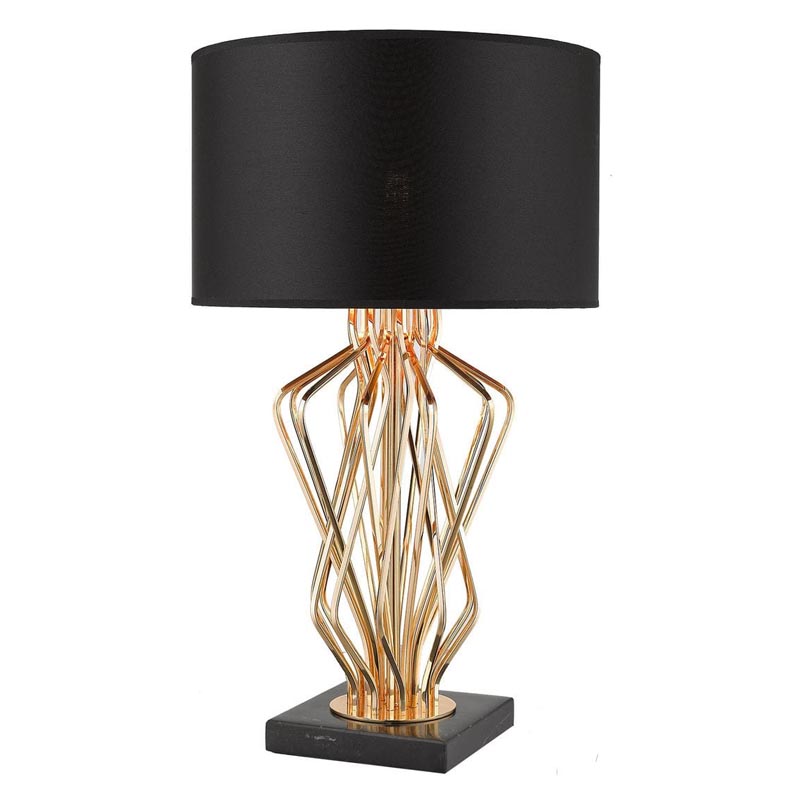 Настольная лампа Lester Table Lamp Черный Мрамор Nero Глянцевое золото в Барнауле | Loft Concept 