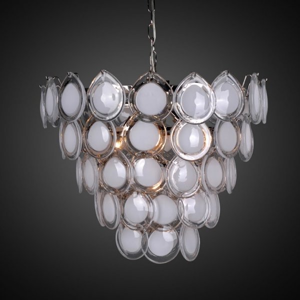 Люстра Vistosi glass disc chandelier Хром Белый Люстра Vistosi glass disc chandelier Хром Белый в Барнауле | Loft Concept