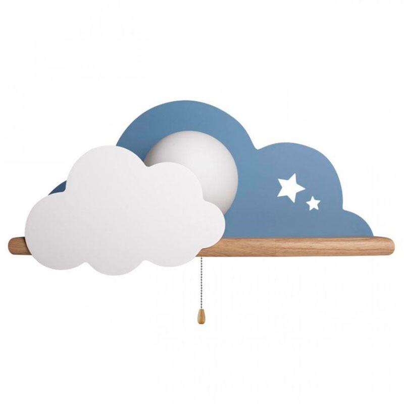 Бра с полкой голубое Облако Wall Lamp Blue Cloud Голубой Древесина в Барнауле | Loft Concept 
