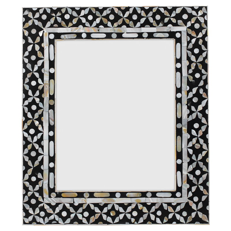 Рама для фото Bone Inlay Pearl Black L Черно-белый Перламутровый в Барнауле | Loft Concept 