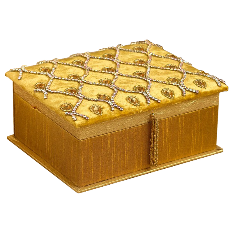Шкатулка с вышивкой из бисера Felicia Beads Embroidery Box Золотой Шкатулка с вышивкой из бисера Felicia Beads Embroidery Box Золотой в Барнауле | Loft Concept