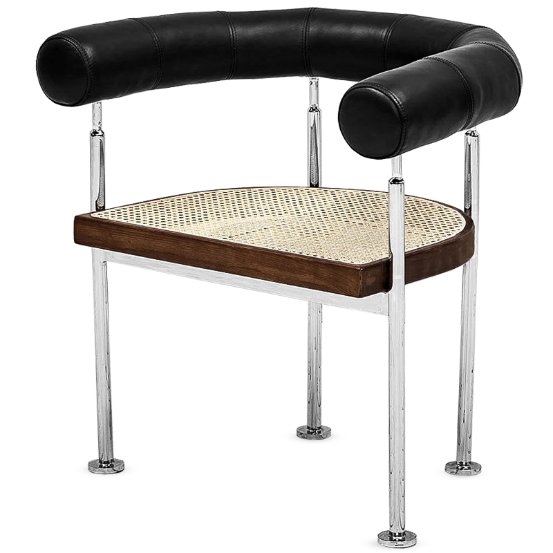 Стул Philibe Stool Черный Коричневый Хром Бежевый Стул Philibe Stool Черный Коричневый Хром Бежевый в Барнауле | Loft Concept