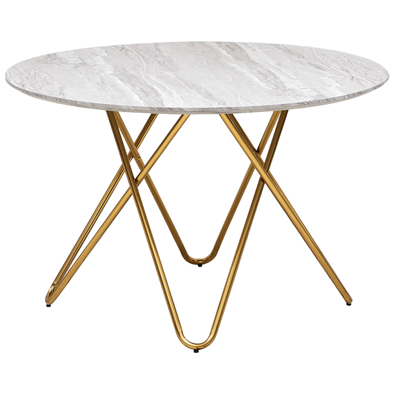 Обеденный круглый стол Alanis Round Dinner Table Золотой Белый Серый Обеденный круглый стол Alanis Round Dinner Table Золотой Белый Серый в Барнауле | Loft Concept