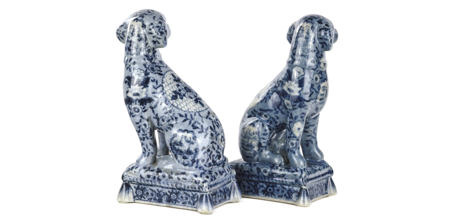 Статуэтки Oriental Blue & White Ornament Dogs набор из 2-х штук - фото №1