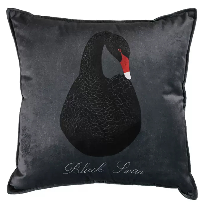 Декоративная подушка Black Swan I Cushion Черная Черный Серый Красный Декоративная подушка Black Swan I Cushion Черная Черный Серый Красный в Барнауле | Loft Concept