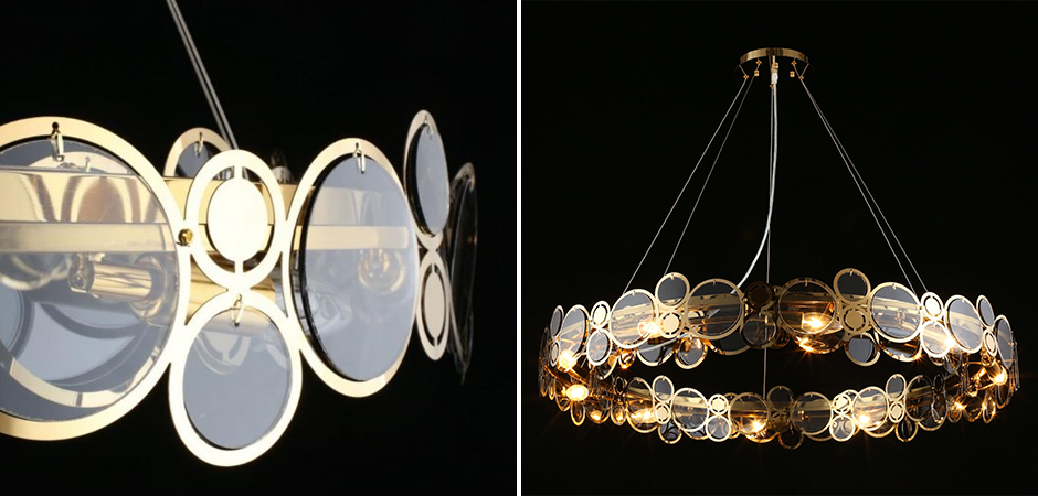 Люстра с дымчатым стеклом Golden Circles Люстра с дымчатым стеклом Golden Circles - Loft-Concept в Барнауле