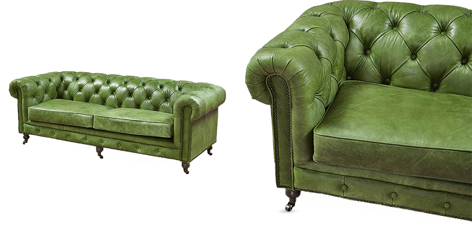 Диван Chesterfield leather Sofa green Диван Chesterfield leather Sofa green - Loft-Concept в Барнауле