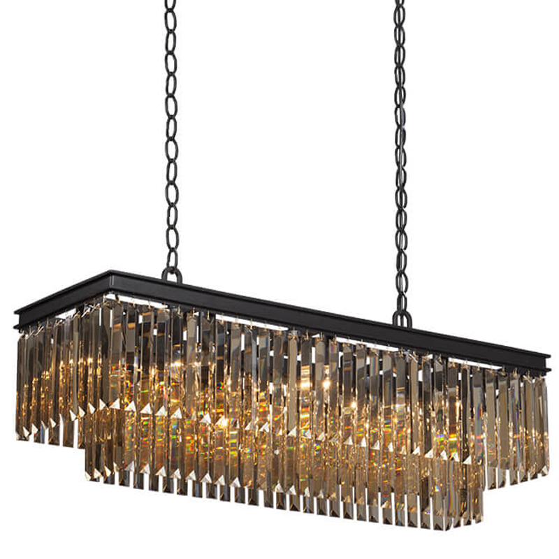 Люстра Odeon Amber Glass Rectangular Chandelier Black iron Янтарное стекло длина 100 Черный матовый Люстра Odeon Amber Glass Rectangular Chandelier Black iron Янтарное стекло длина 100 Черный матовый в Барнауле | Loft Concept