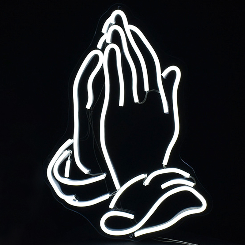 Неоновая настенная лампа Praying Hands Neon Wall Lamp Белый Прозрачный Неоновая настенная лампа Praying Hands Neon Wall Lamp Белый Прозрачный в Барнауле | Loft Concept